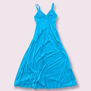 Vintage blue Shadowline Satin Nylon Nightgown Slip